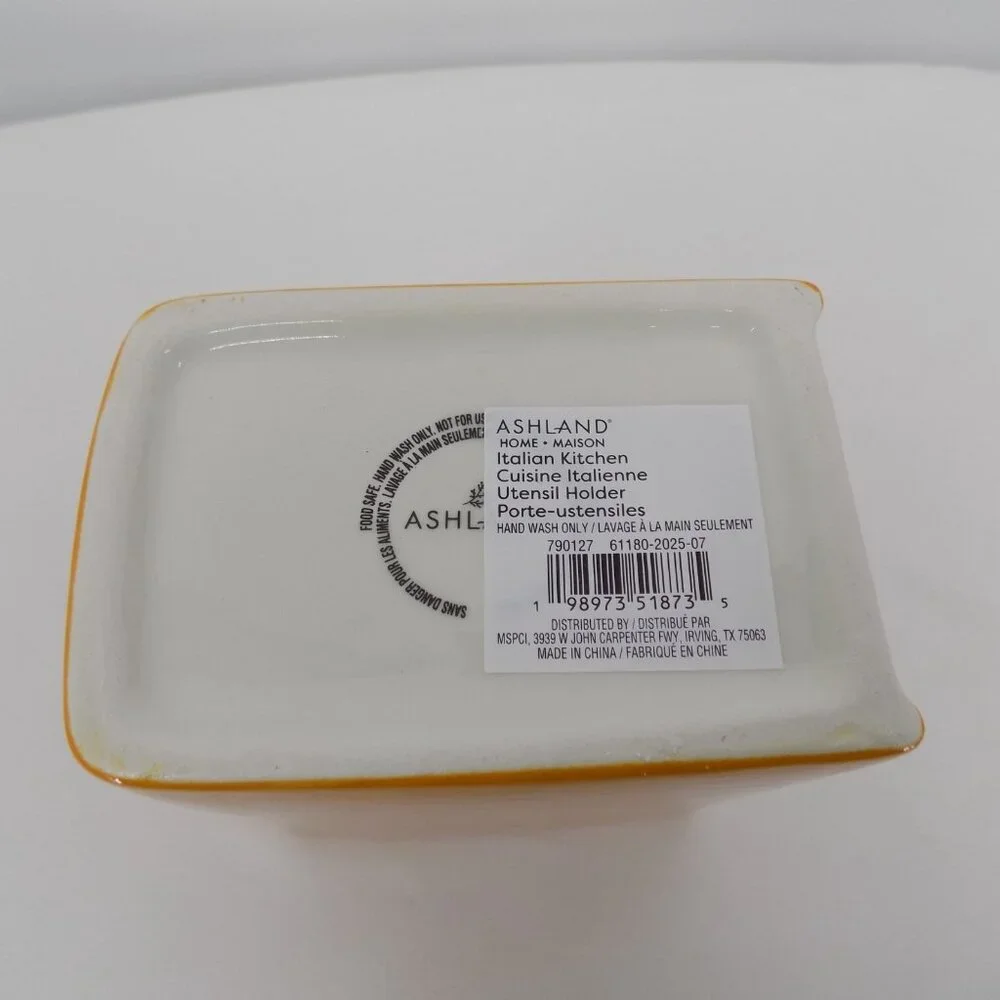 Utensil Holder Italian Kitchen Full Time Pasta Lover Ceramic Book Shaped New